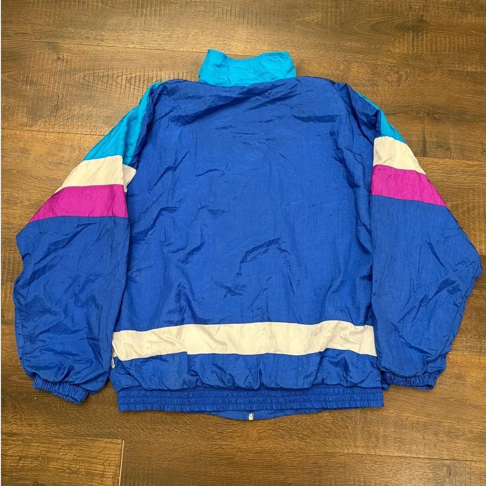 Vintage 90s Bold Spirit Windbreaker Jacket Blue Colorblock Full Zip Mens Large L